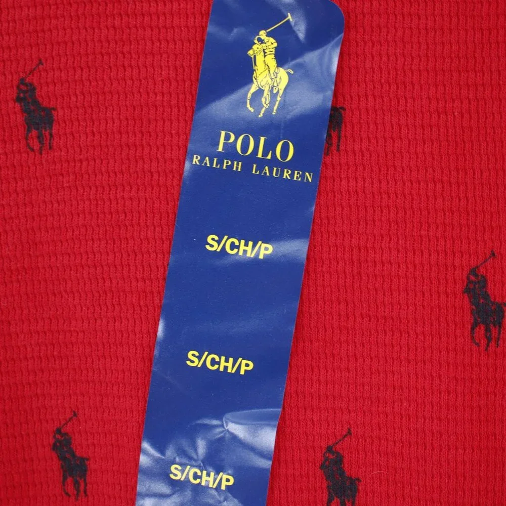 NWT Polo Ralph Lauren Sleepwear Mens Small Pony Thermal Waffle Knit‎ Long Sleeve